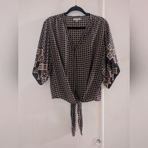 Max Studio Elegant Black and Cream Patterned Blouse